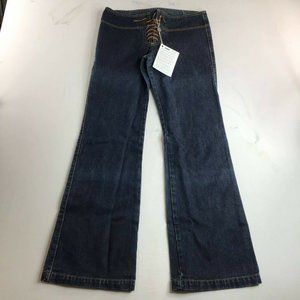 Dkny Jeans Denim Blue Straight Leg Drawstring Casual Size 30